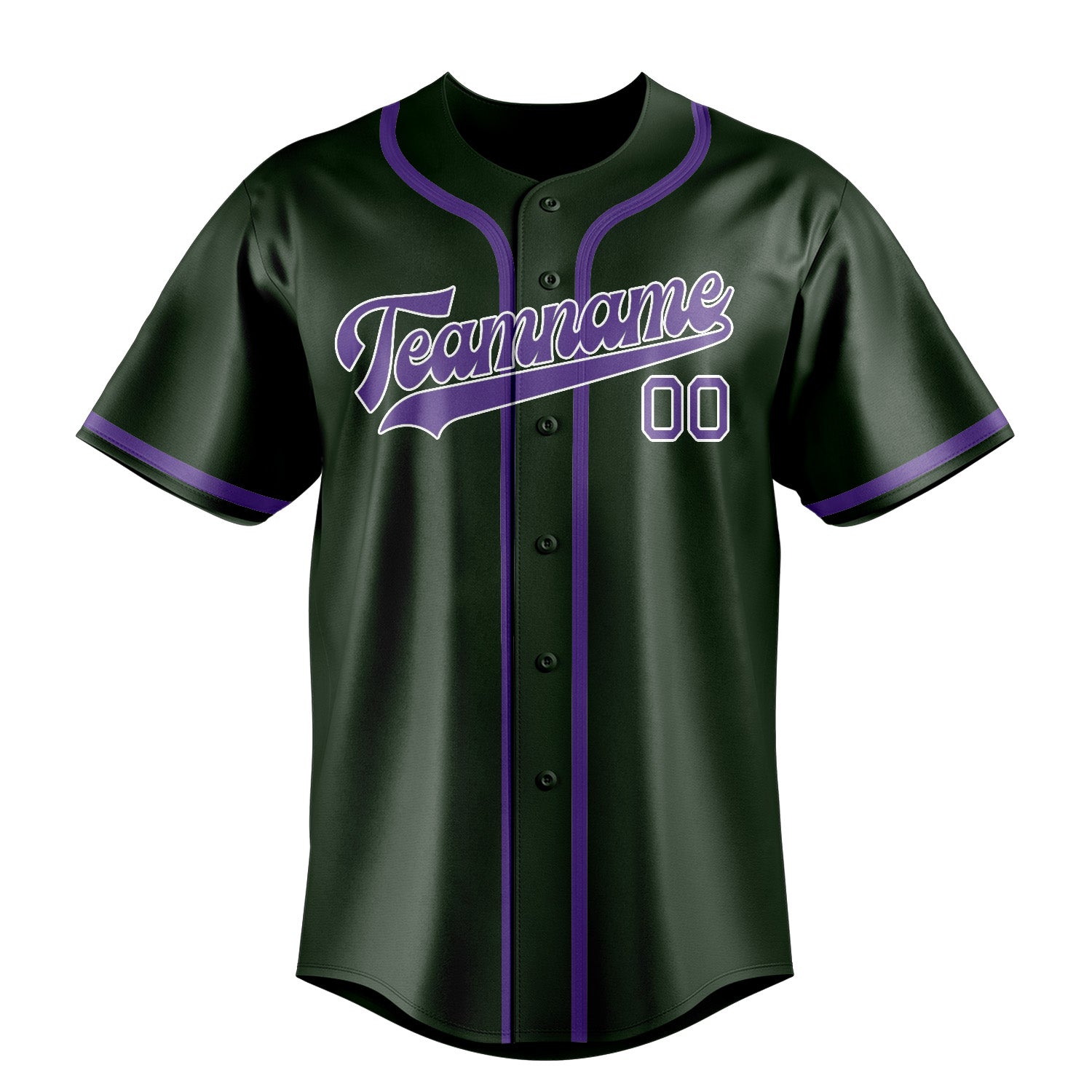 Maillot de baseball personnalisé vert foncé et violet clair