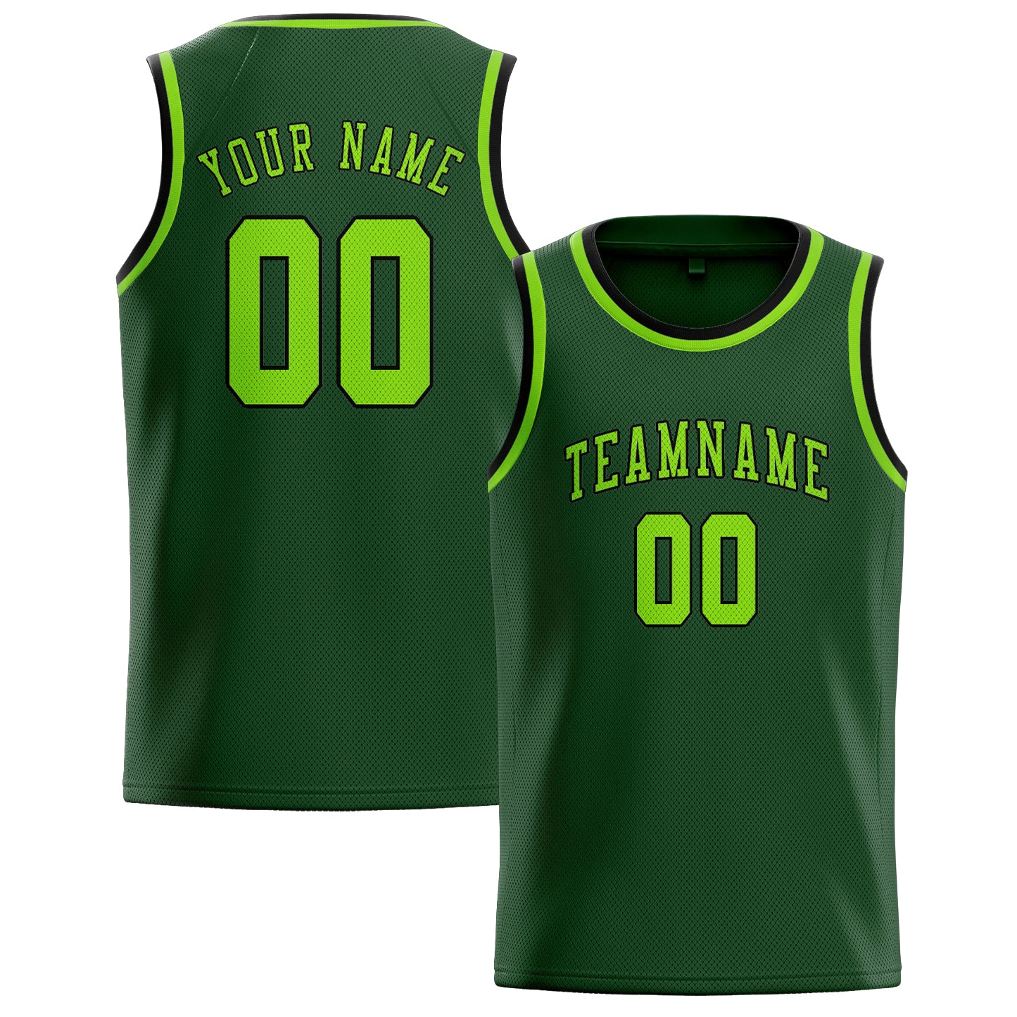 Maillot de basketball personnalisé vert foncé et vert émeraude