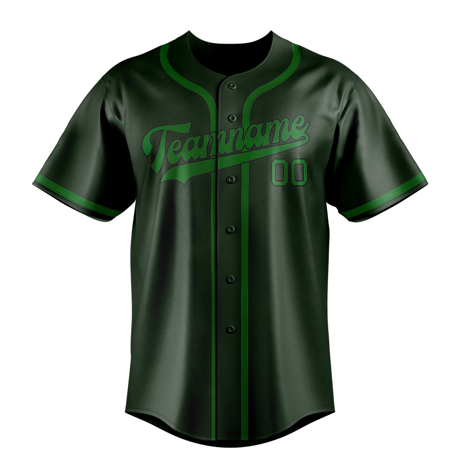 Maillot de baseball personnalisé vert foncé et vert émeraude