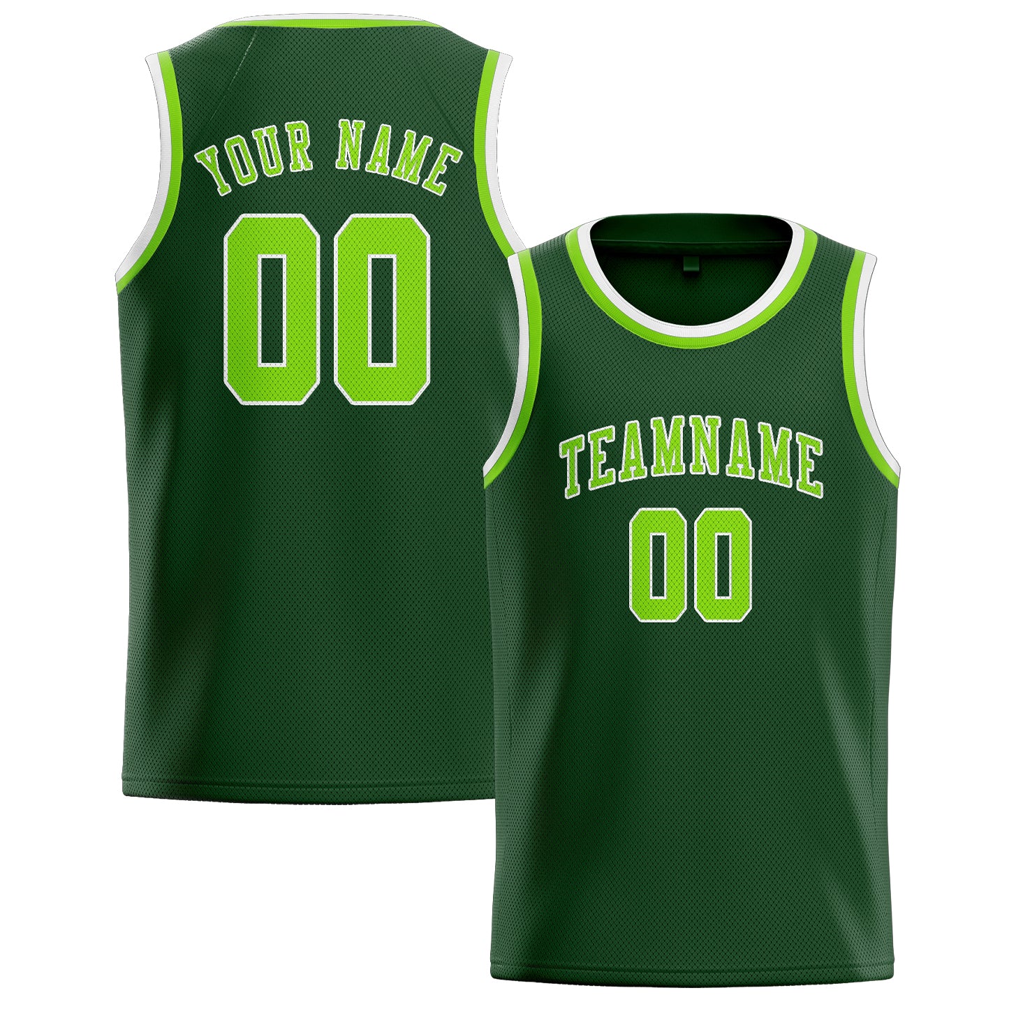 Maillot de basketball personnalisé vert foncé et vert émeraude