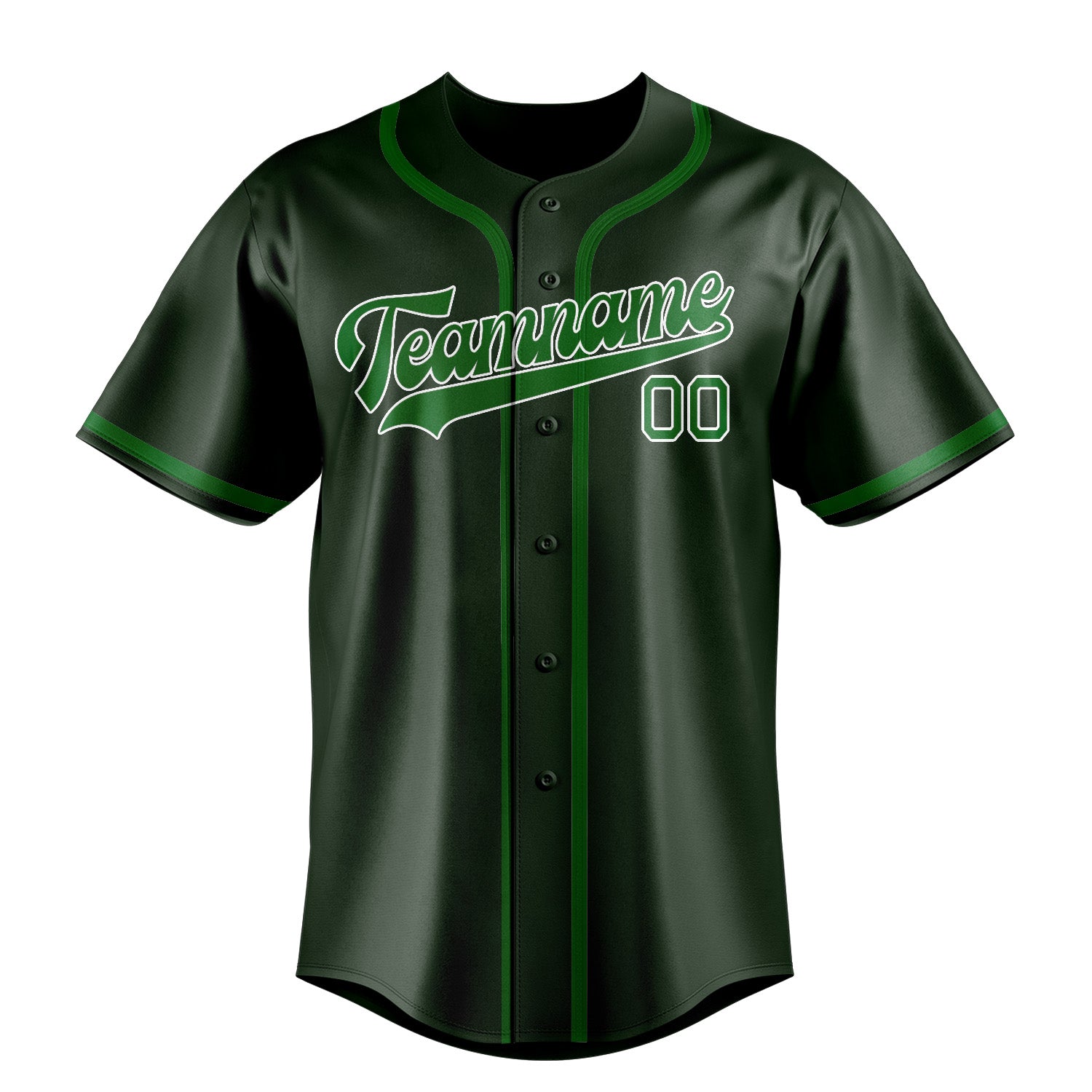 Maillot de baseball personnalisé vert foncé et vert émeraude