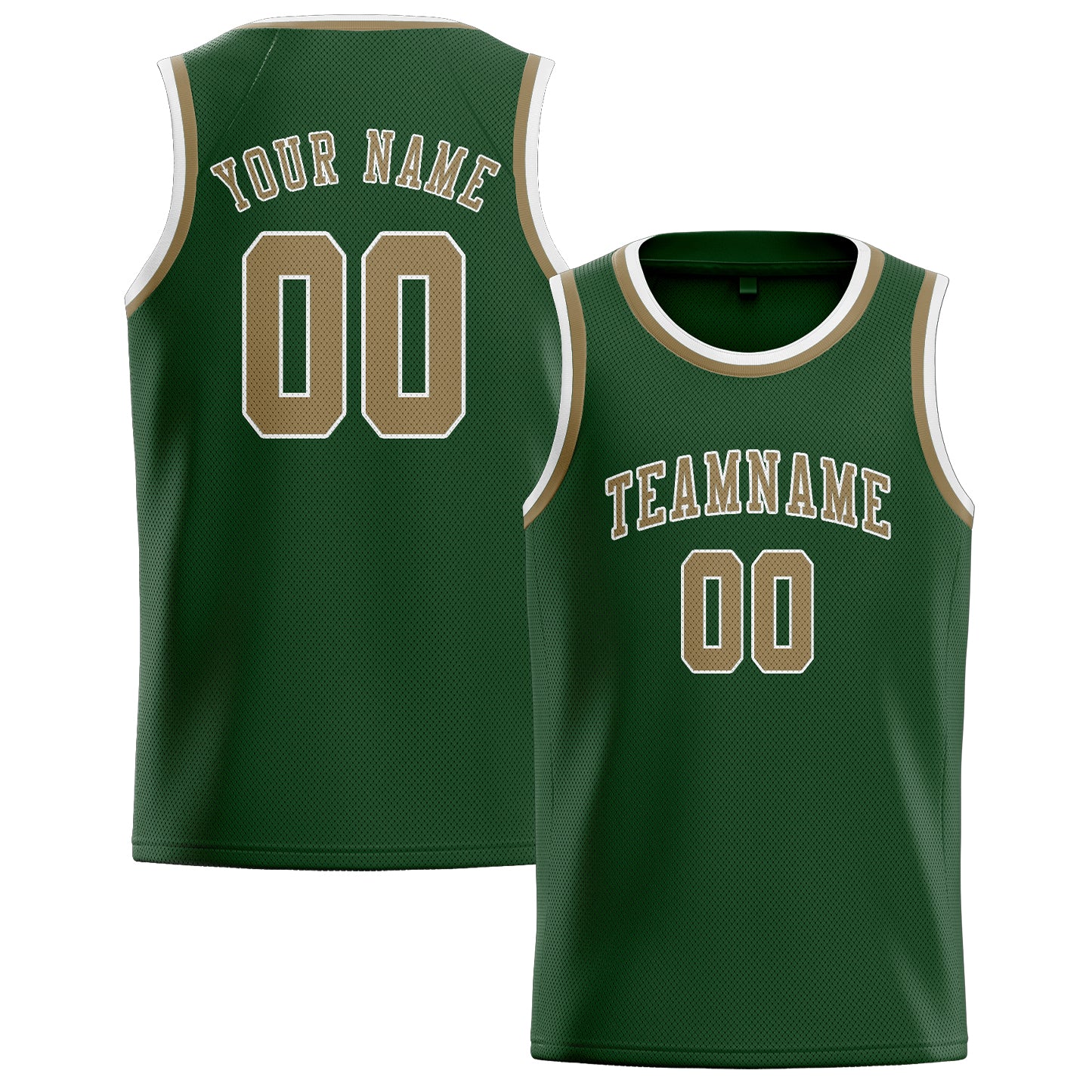 Maillot de basketball personnalisé vert foncé kaki clair