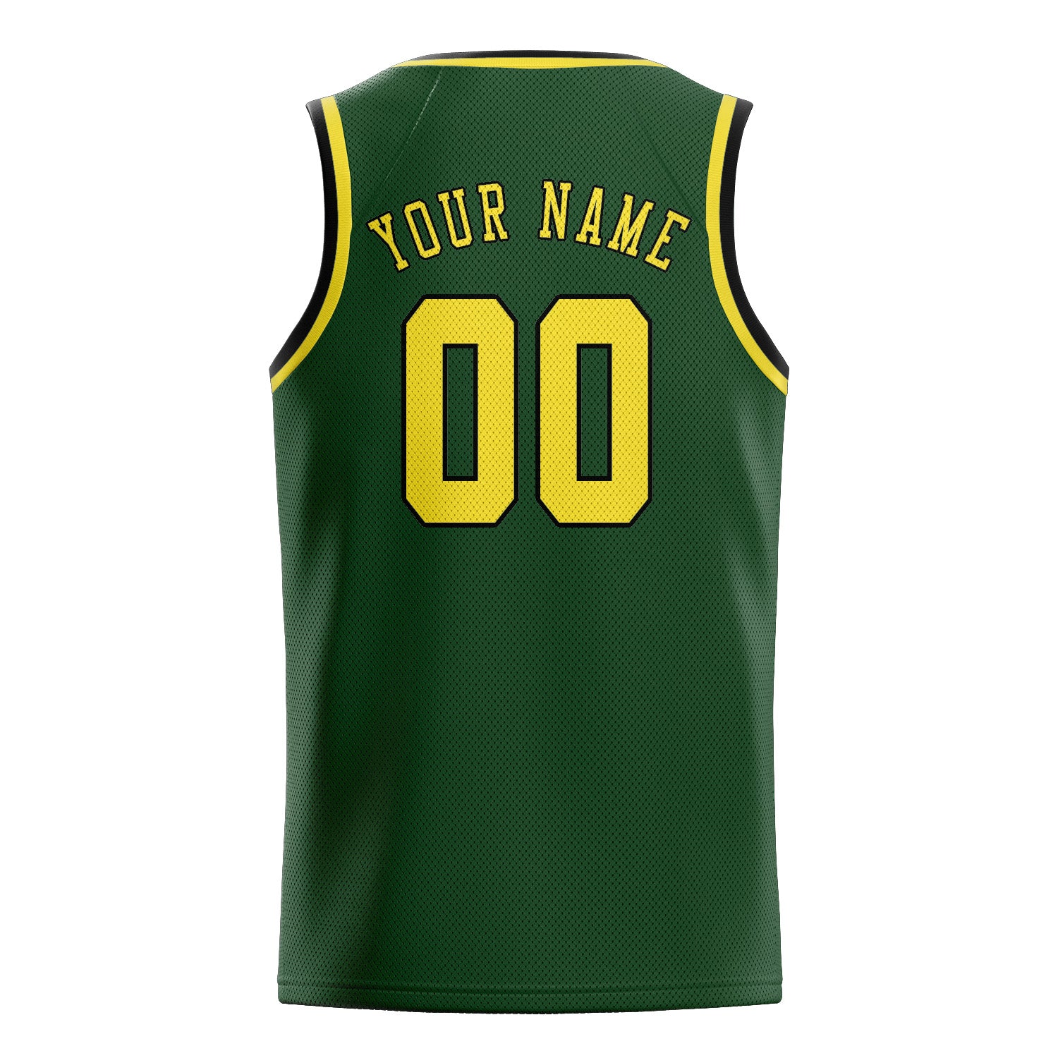 Maillot de basketball personnalisé vert foncé et jaune clair