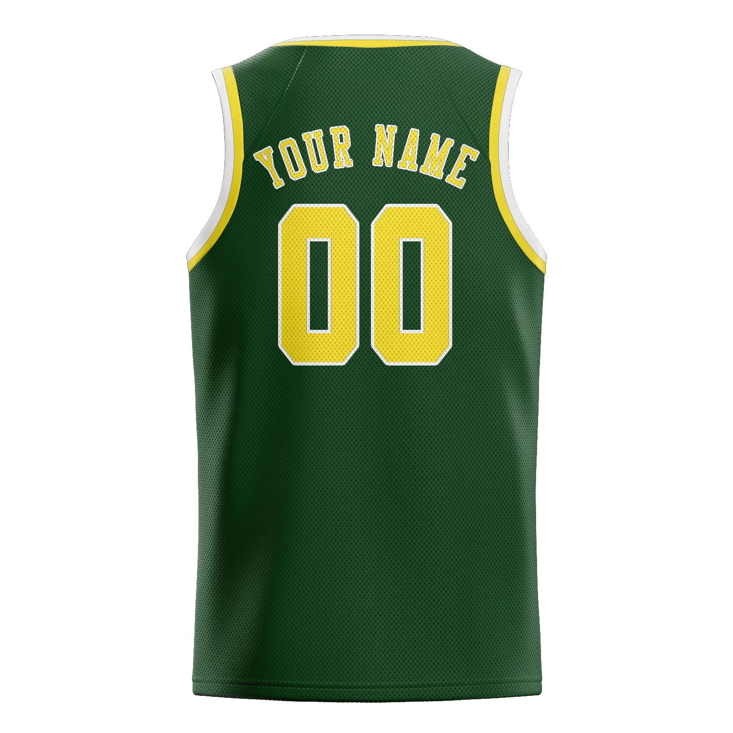 Maillot de basketball personnalisé vert foncé et jaune clair