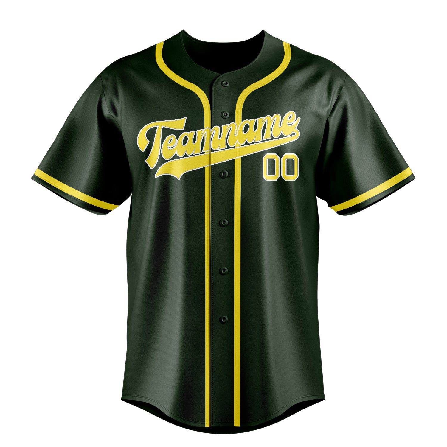Maillot de baseball personnalisé vert foncé et jaune clair