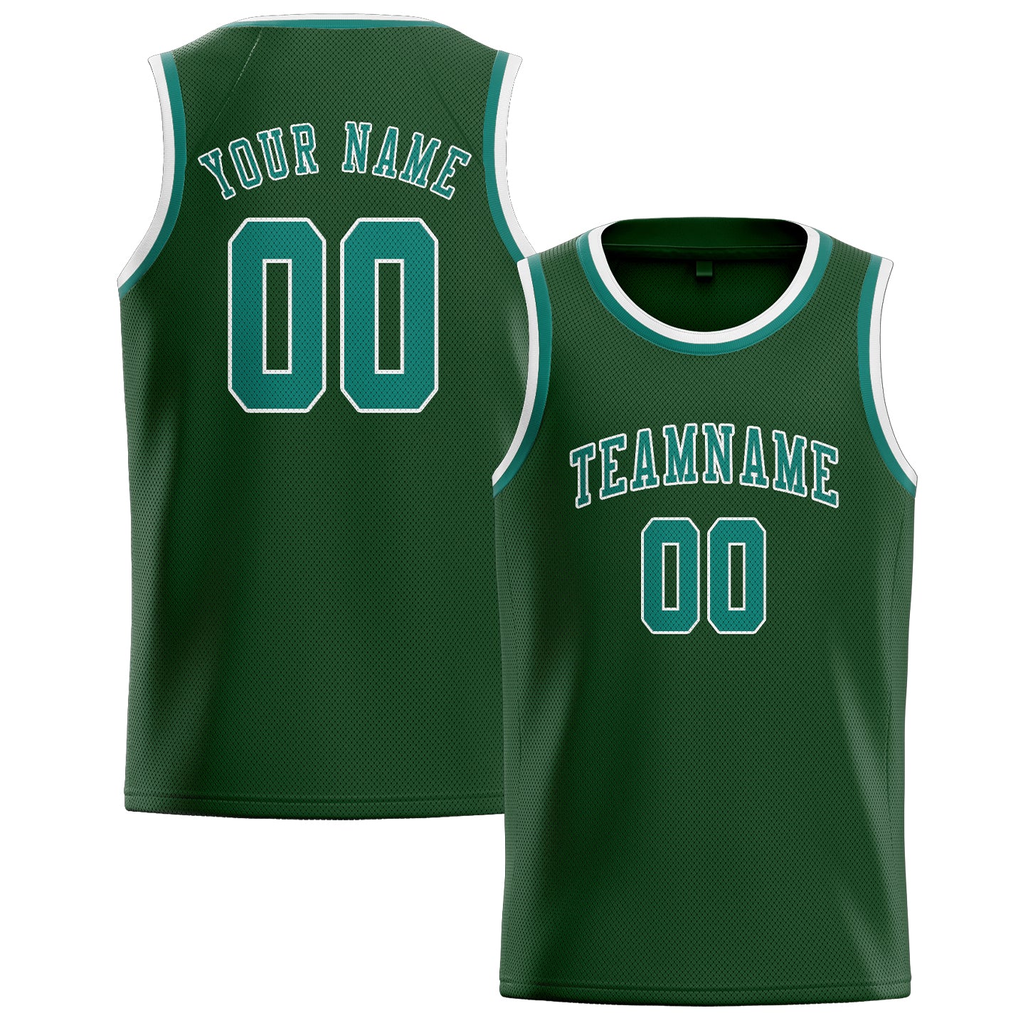 Maillot de basketball personnalisé vert foncé/bleu/vert