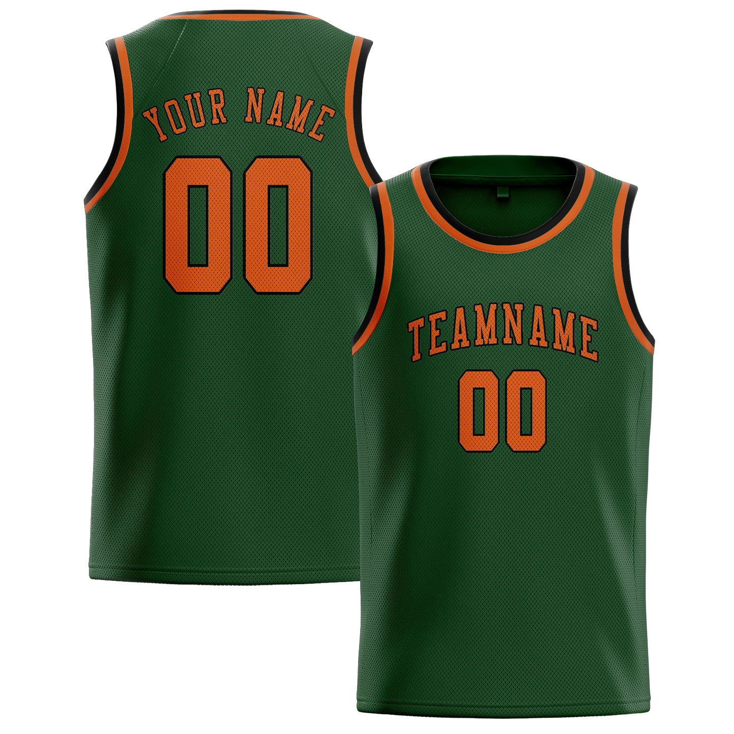 Maillot de basketball personnalisé vert foncé et orange