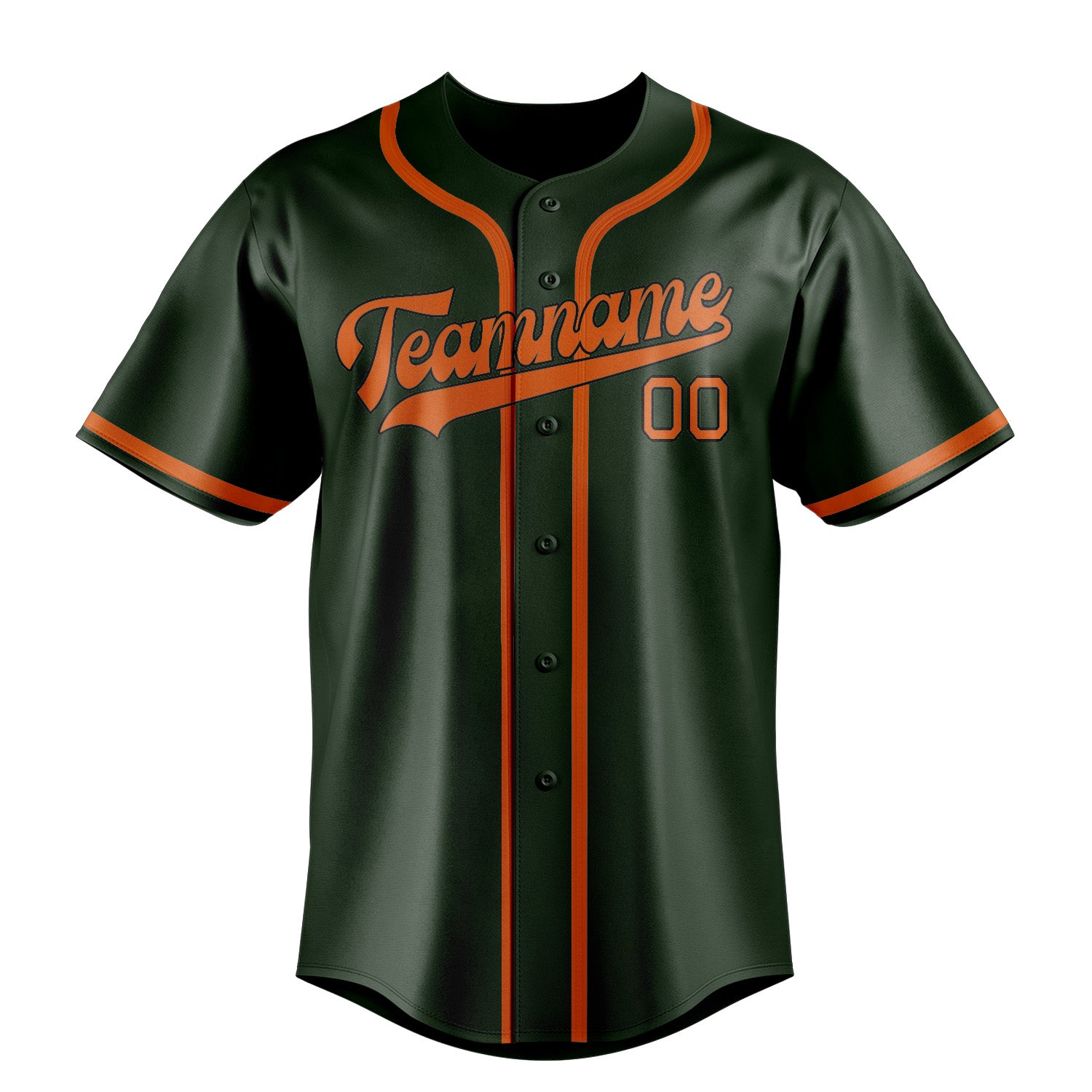 Maillot de baseball personnalisé vert foncé et orange