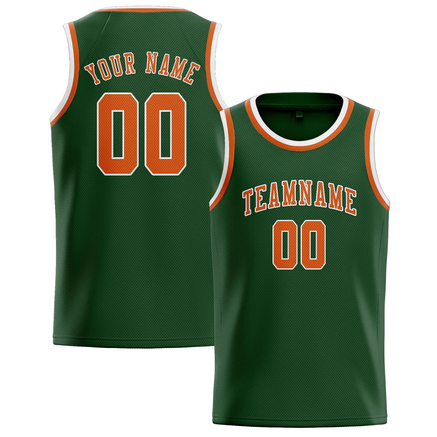 Maillot de basketball personnalisé vert foncé et orange