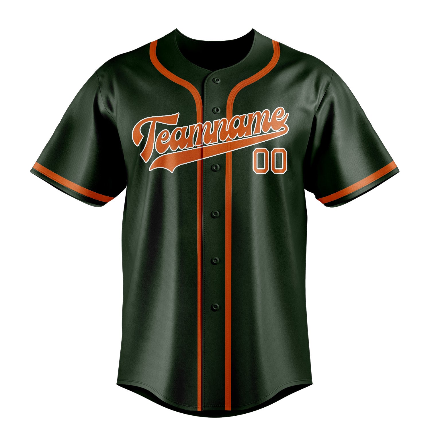 Maillot de baseball personnalisé vert foncé et orange