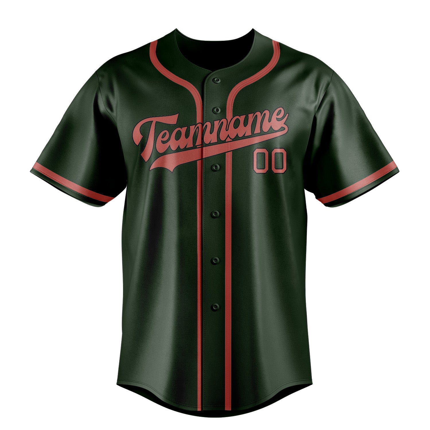 Maillot de baseball personnalisé vert foncé et rose cuivrée