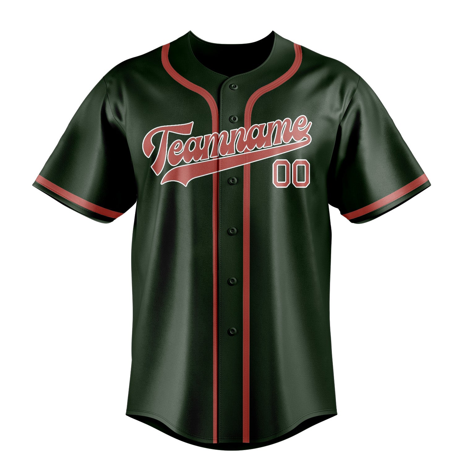 Maillot de baseball personnalisé vert foncé et rose cuivrée