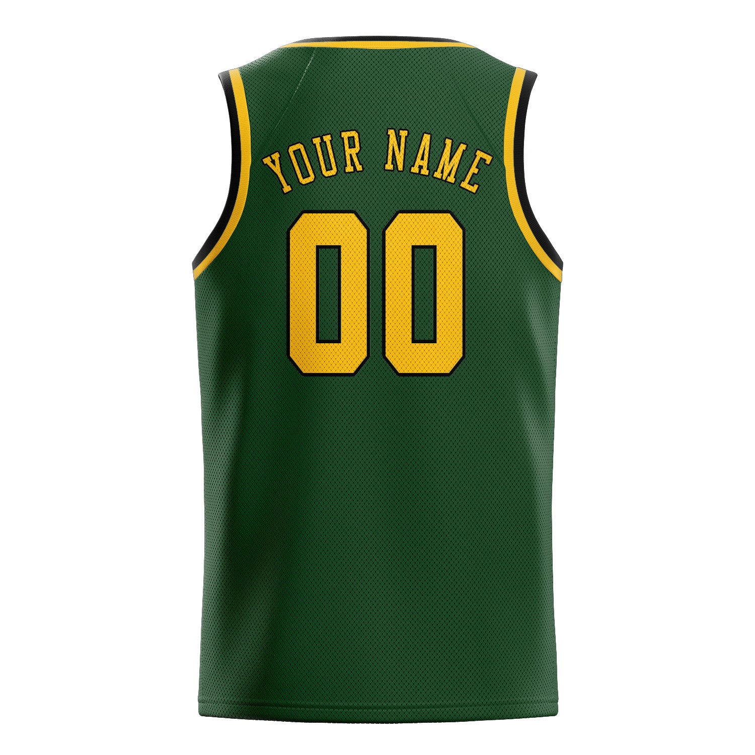 Maillot de basketball personnalisé vert foncé et or