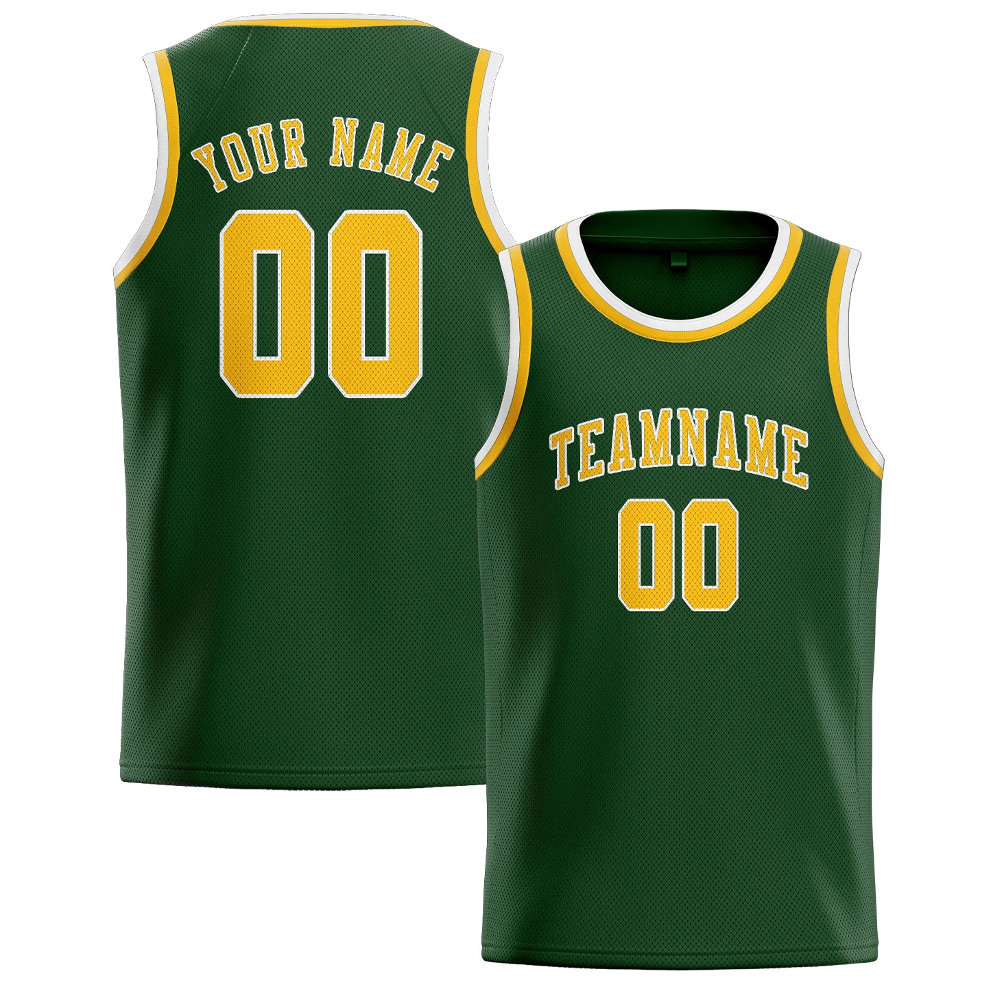 Maillot de basketball personnalisé vert foncé et or
