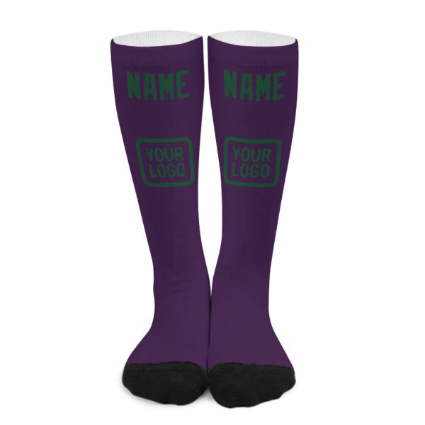 Chaussettes hautes personnalisées violettes et vertes