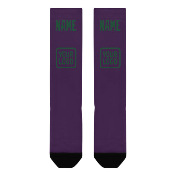 Chaussettes hautes personnalisées violettes et vertes