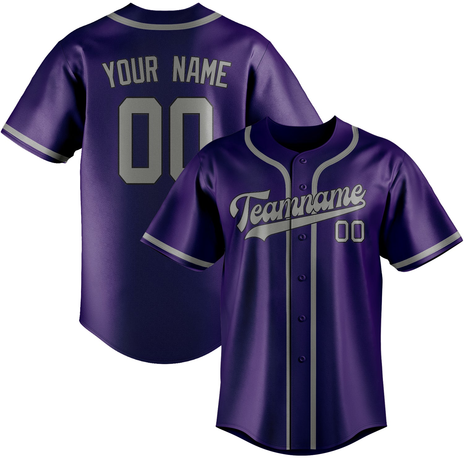 Maillot de baseball personnalisé violet et gris