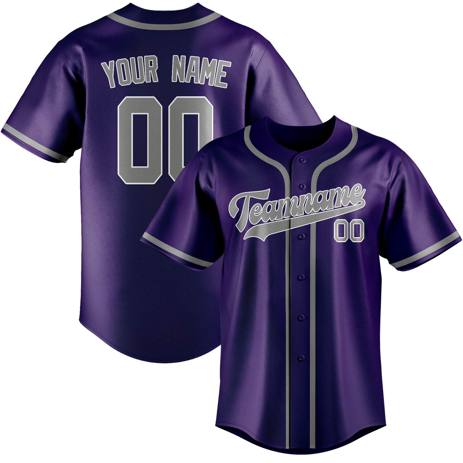 Maillot de baseball personnalisé violet et gris