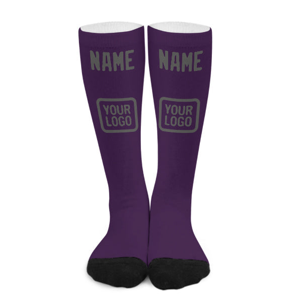 Chaussettes hautes personnalisées violettes et gris foncé