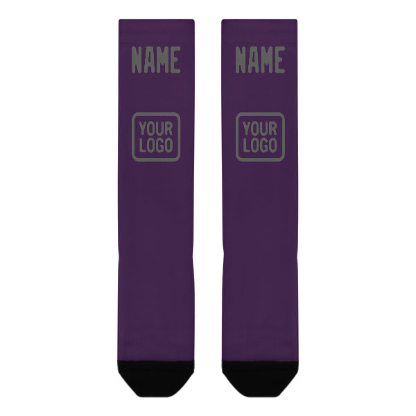 Chaussettes hautes personnalisées violettes et gris foncé