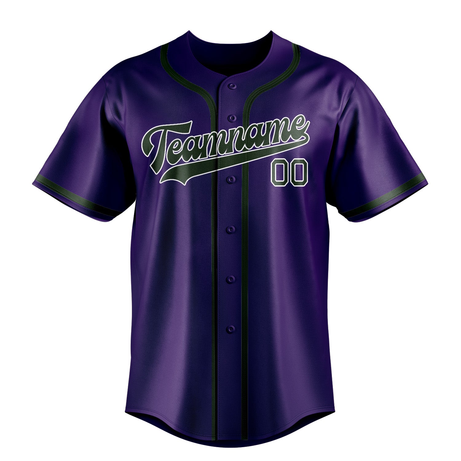 Maillot de baseball personnalisé violet et vert foncé