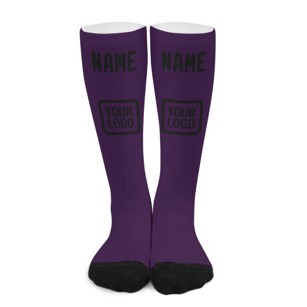 Chaussettes hautes personnalisées violettes et noires