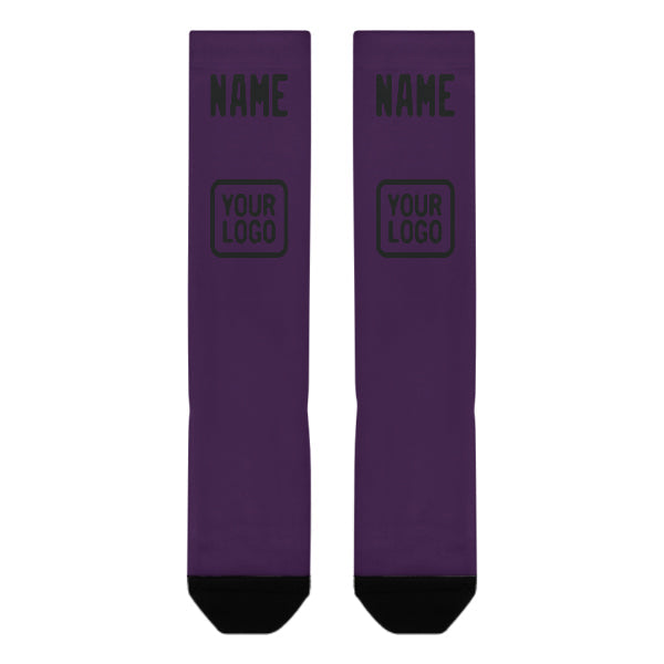 Chaussettes hautes personnalisées violettes et noires