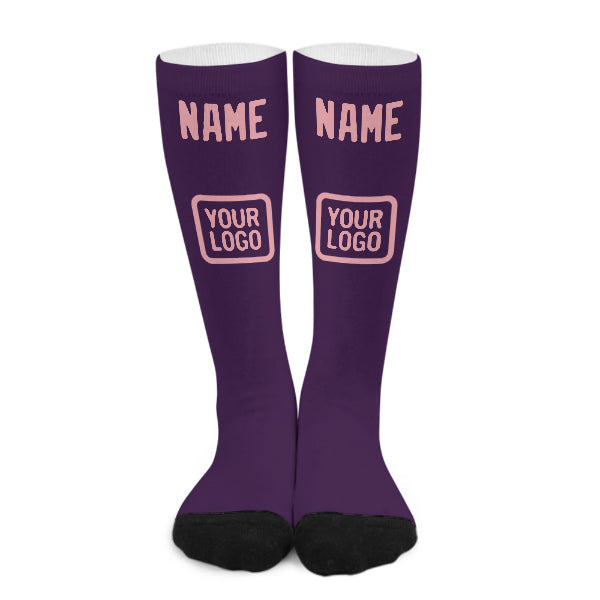 Chaussettes hautes personnalisées violettes et rose clair