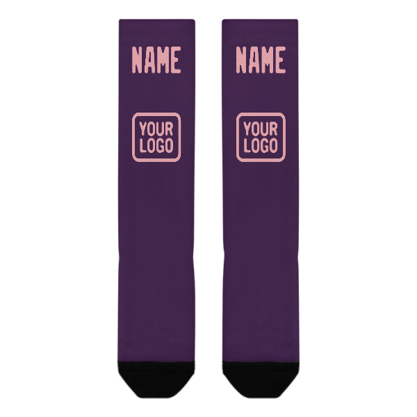 Chaussettes hautes personnalisées violettes et rose clair