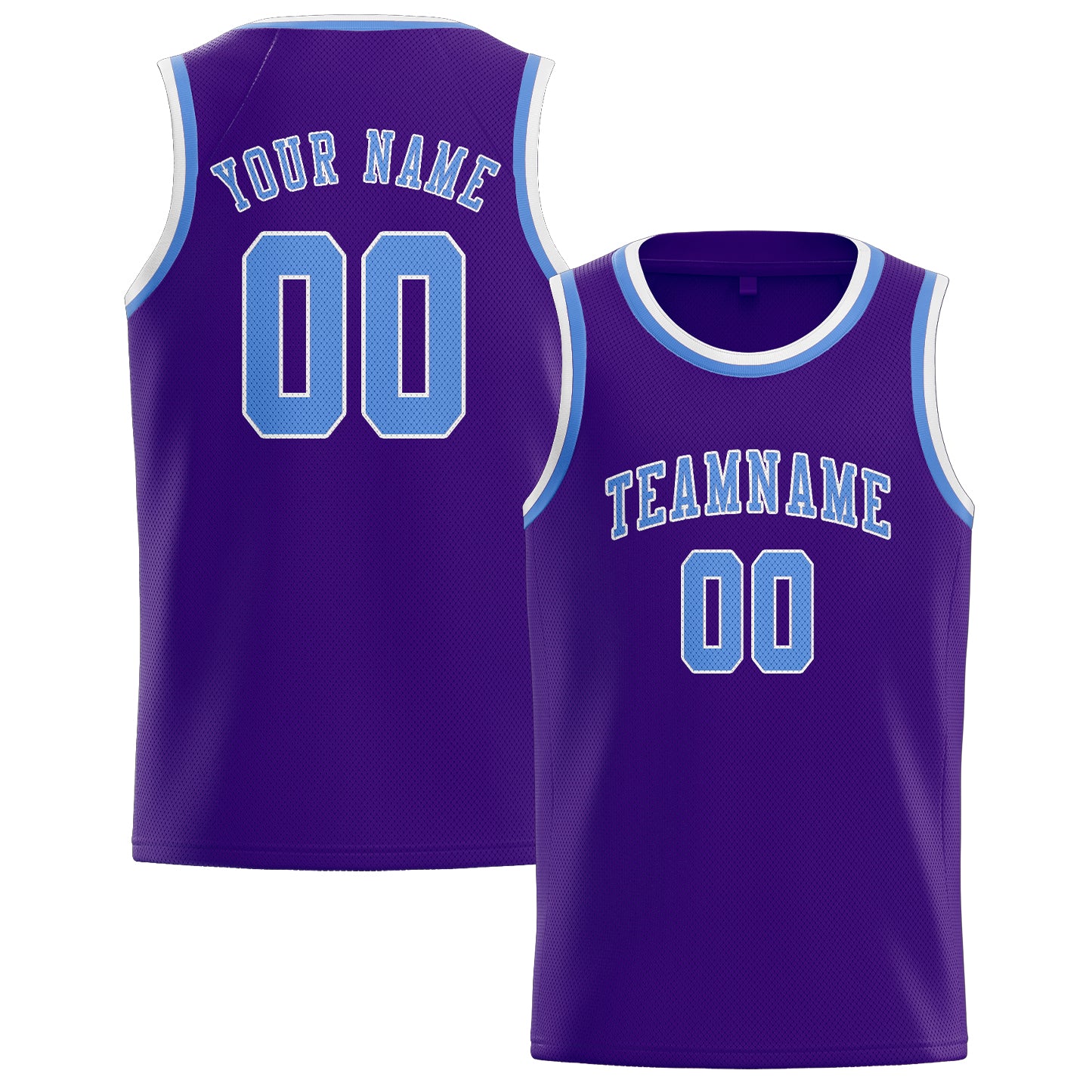 Maillot de basketball personnalisé violet et bleu clair