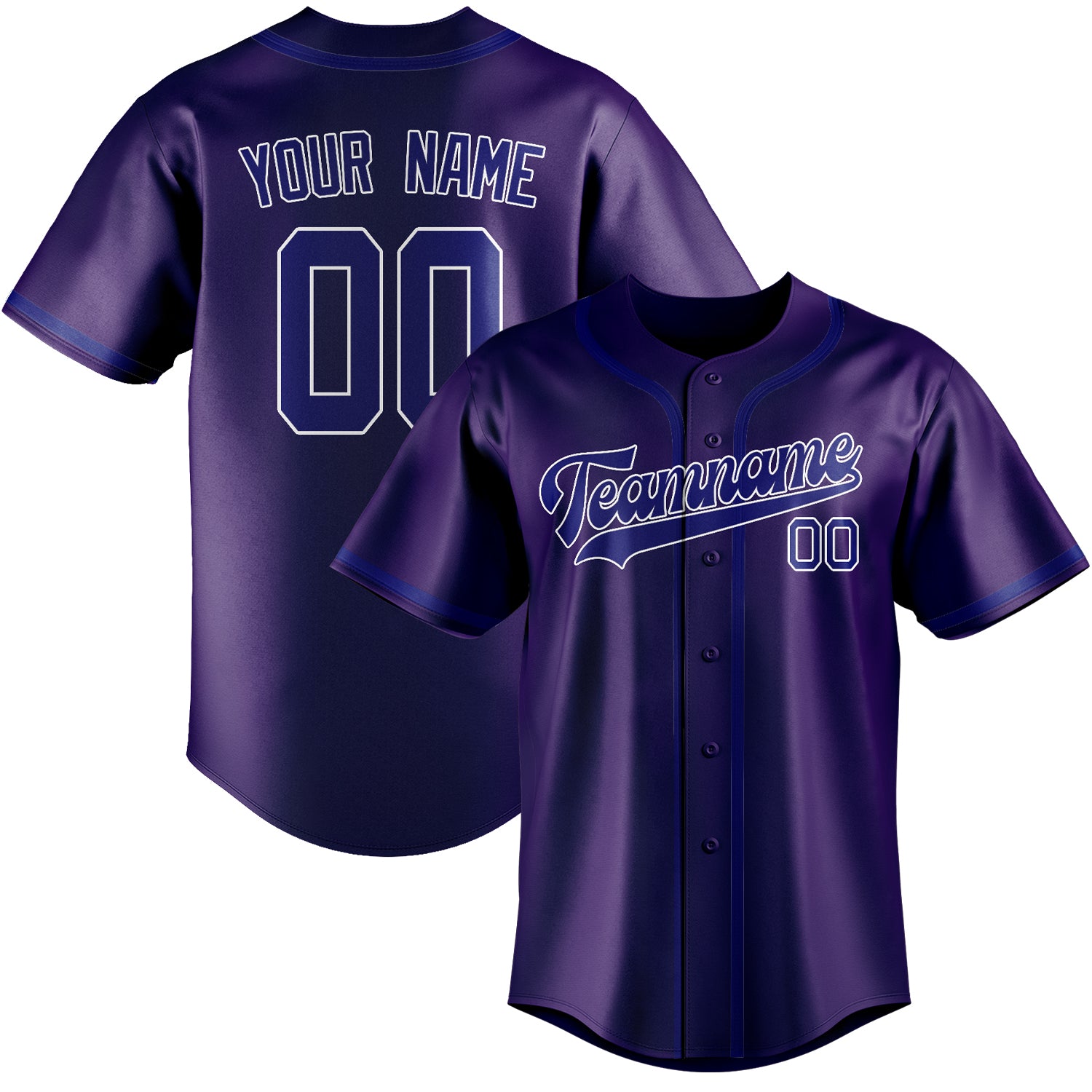 Maillot de baseball personnalisé violet et bleu ciel
