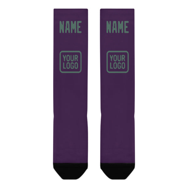 Chaussettes hautes personnalisées violettes, bleues et vertes