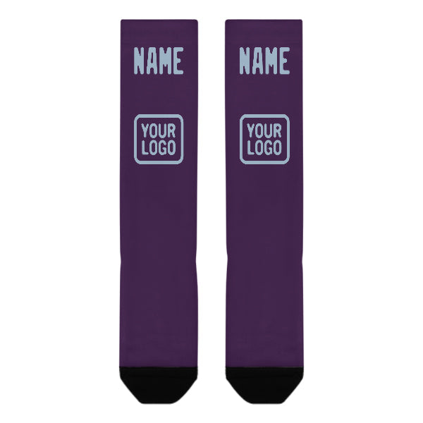Chaussettes hautes personnalisées violettes et bleu clair