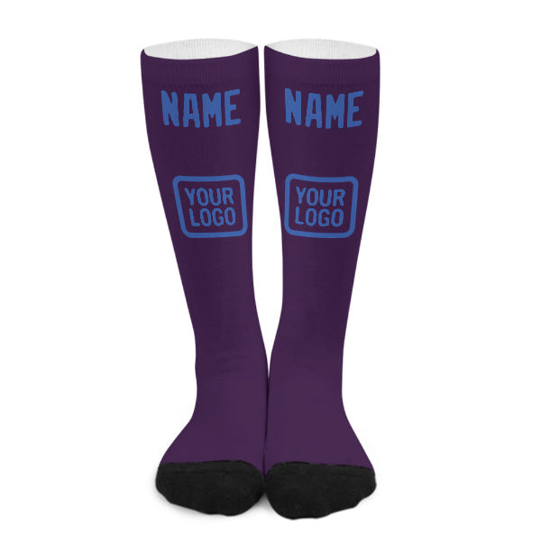 Chaussettes hautes personnalisées violettes et bleu ciel