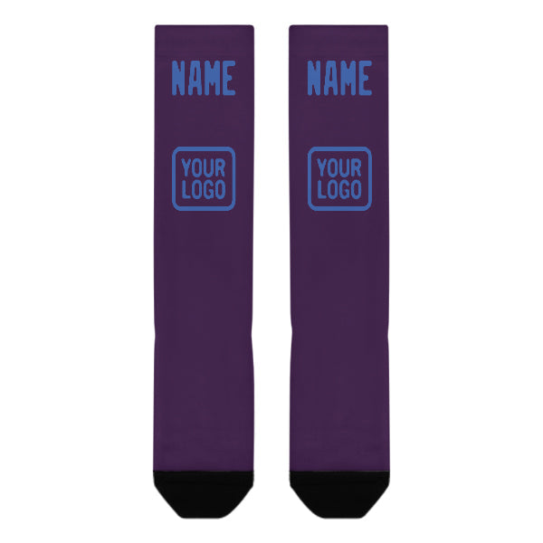 Chaussettes hautes personnalisées violettes et bleu ciel