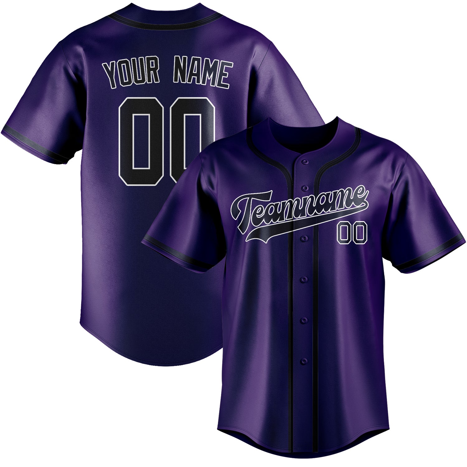 Maillot de baseball personnalisé violet et marine