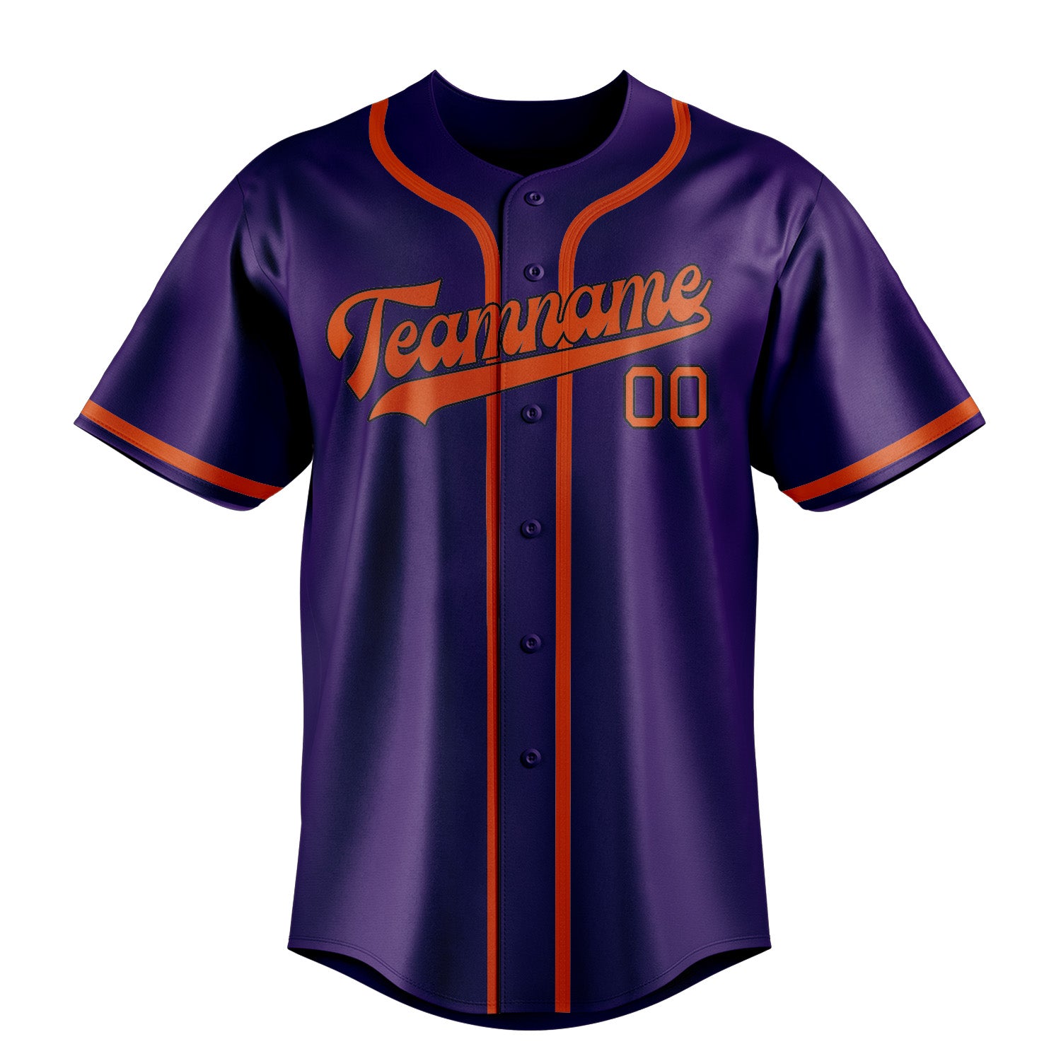 Maillot de baseball personnalisé violet, orange et rouge