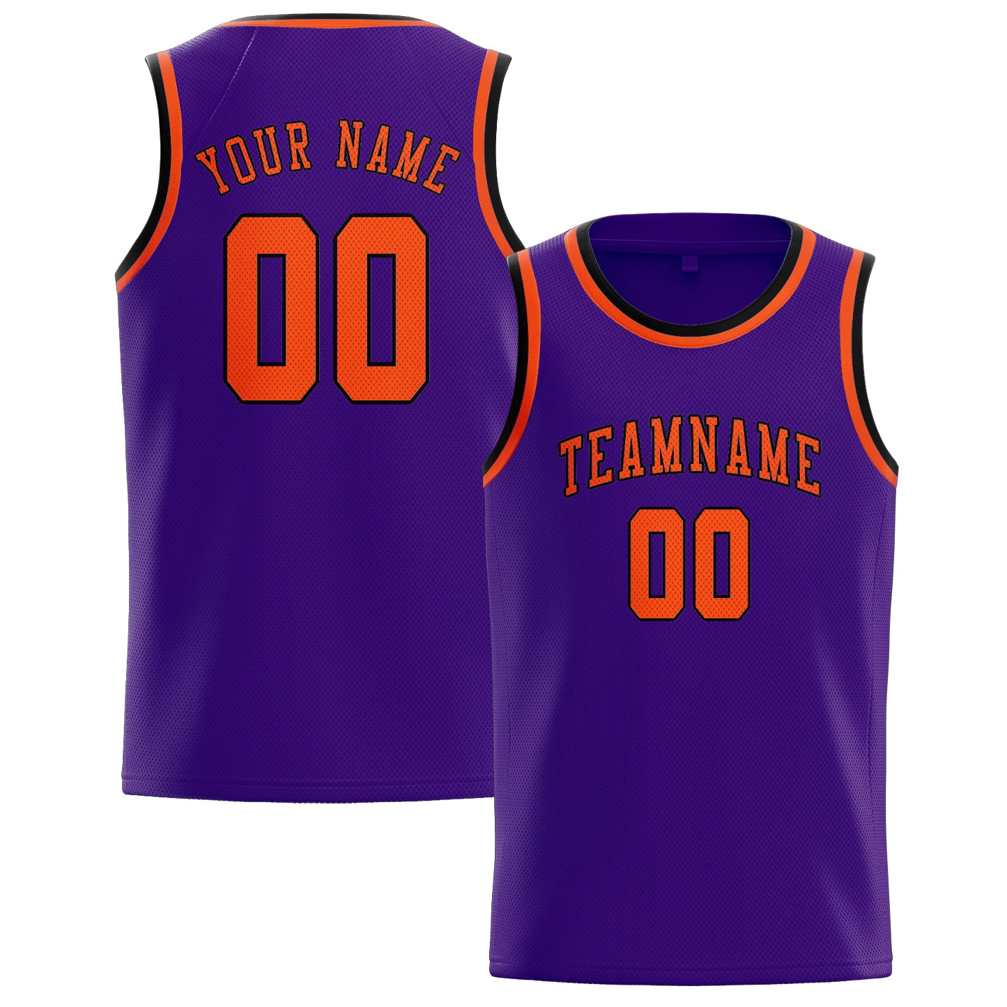 Maillot de basketball personnalisé violet, orange et rouge