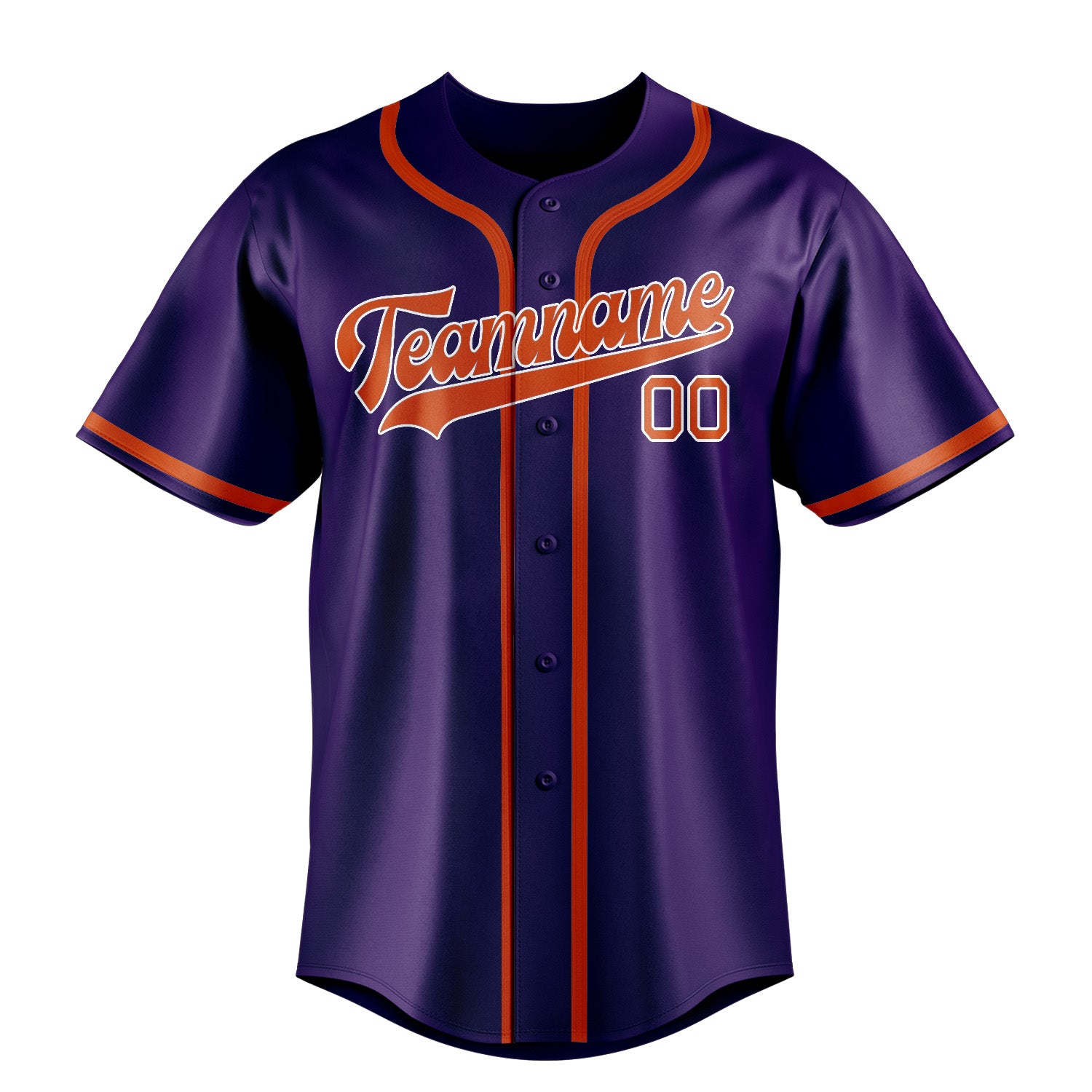 Maillot de baseball personnalisé violet, orange et rouge