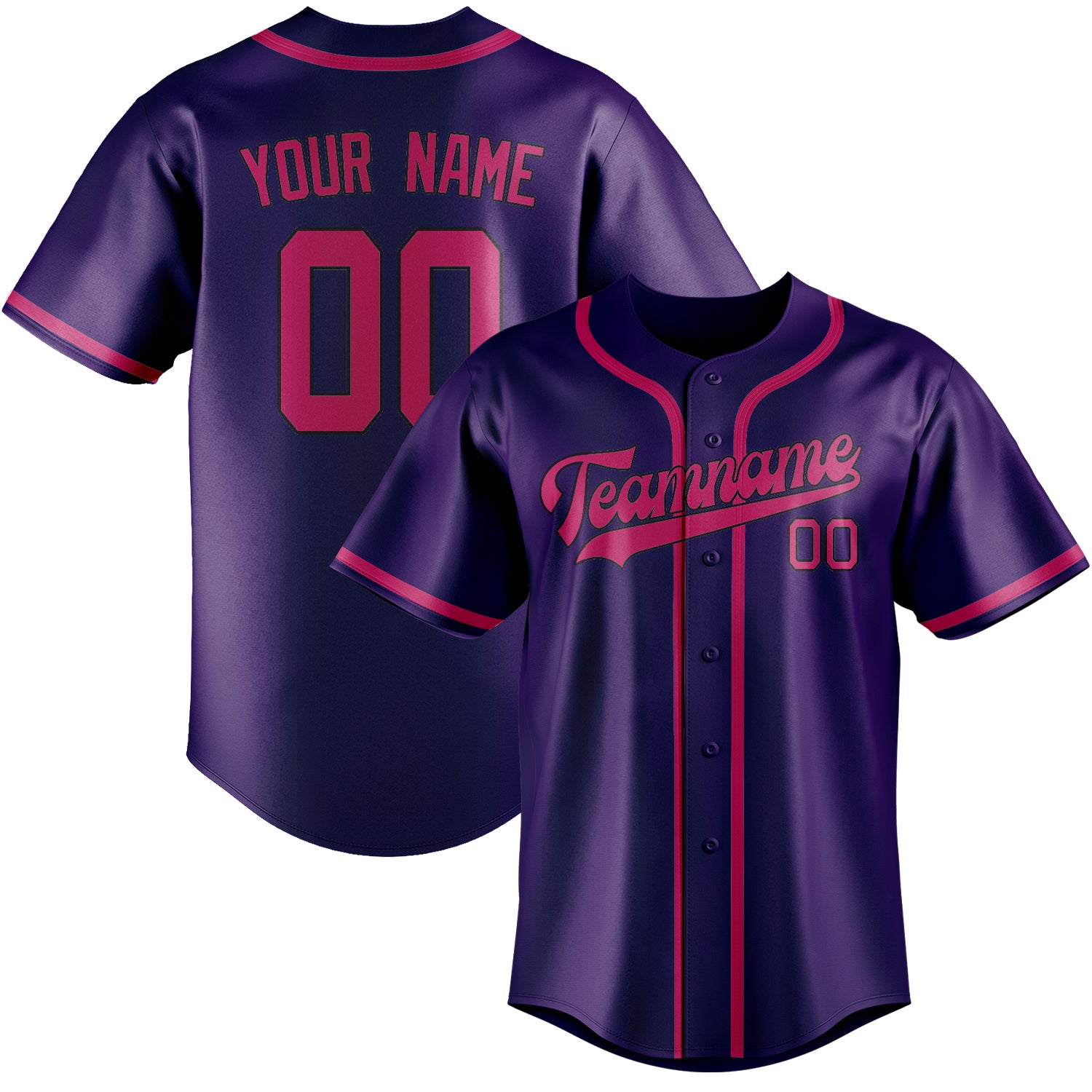 Maillot de baseball personnalisé violet et rose