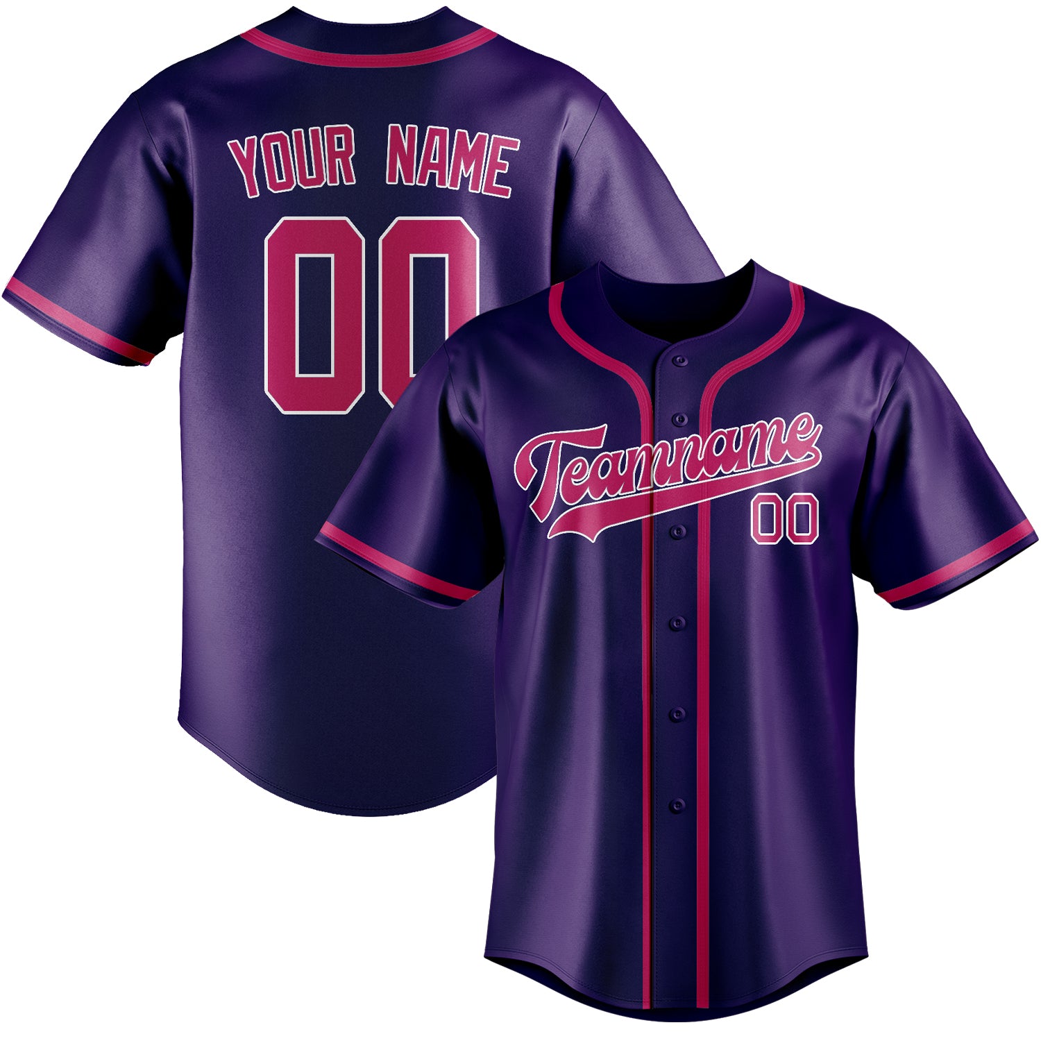 Maillot de baseball personnalisé violet et rose