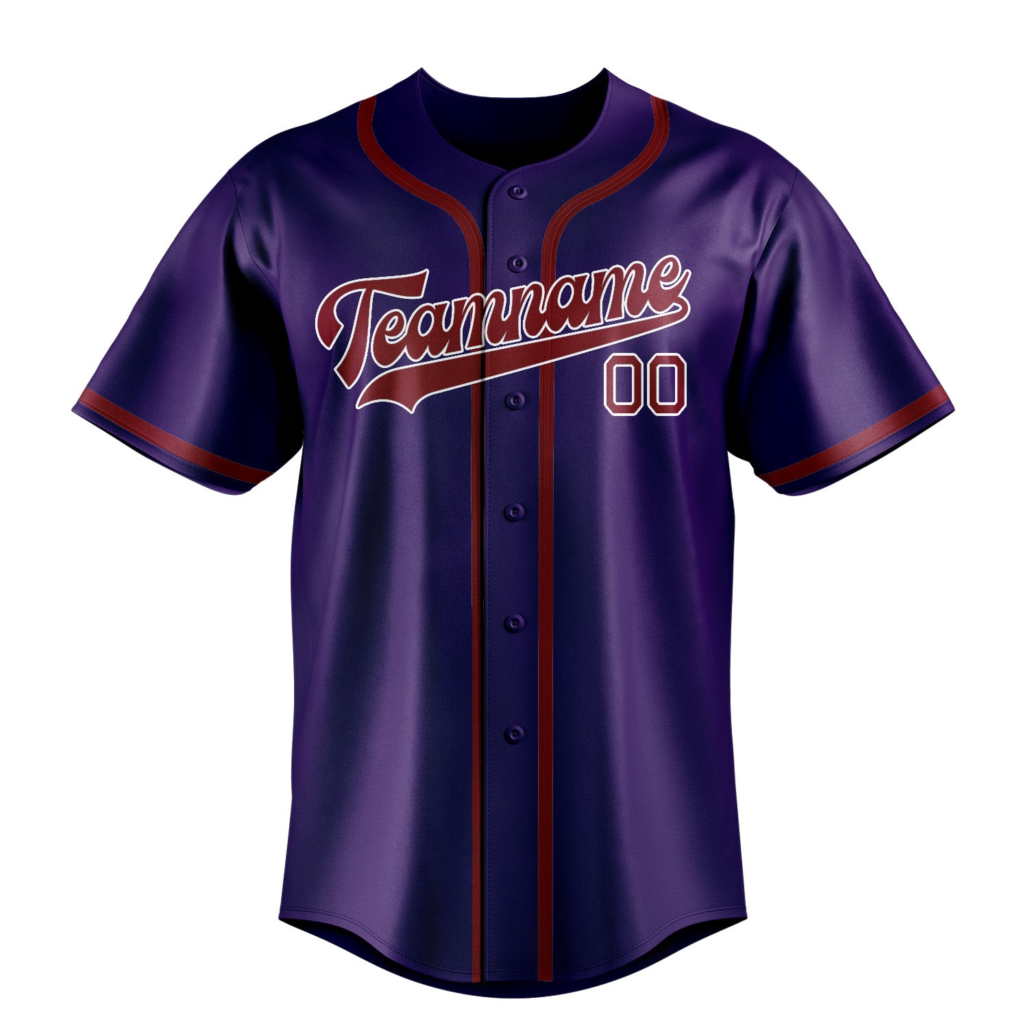 Maillot de baseball personnalisé violet cramoisi rouge