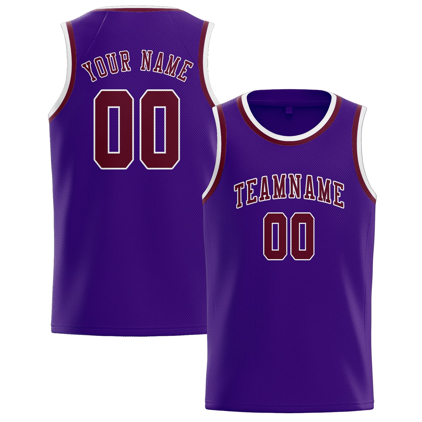 Maillot de basketball personnalisé violet, cramoisi et rouge