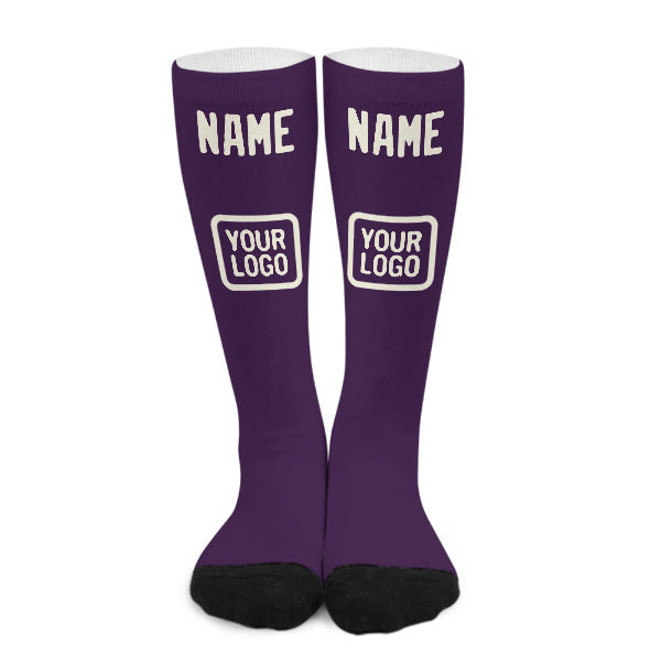 Chaussettes hautes personnalisées violettes et crème