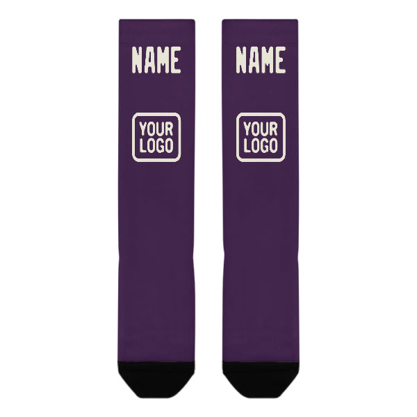 Chaussettes hautes personnalisées violettes et crème