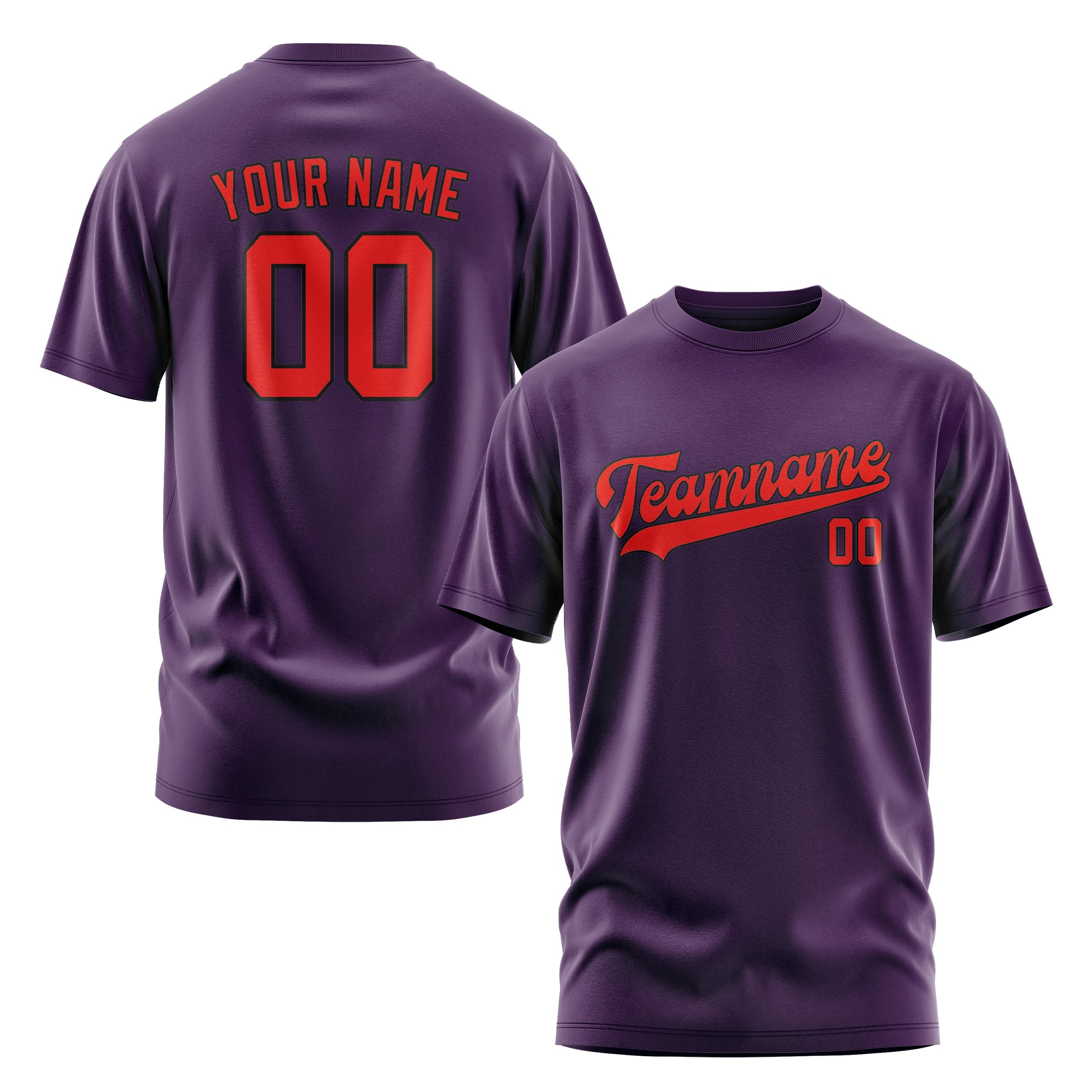 T-shirt personnalisé violet orange rouge