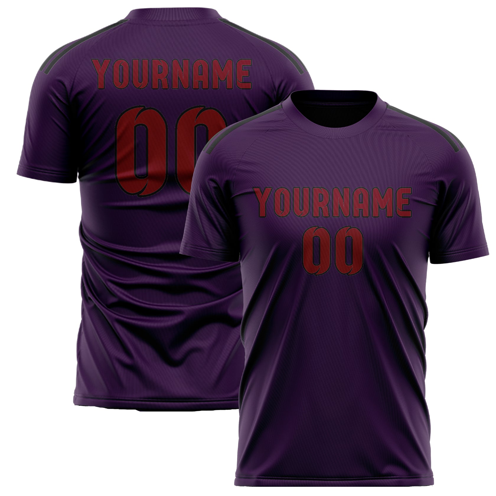 Maillot de football personnalisé violet, cramoisi et rouge