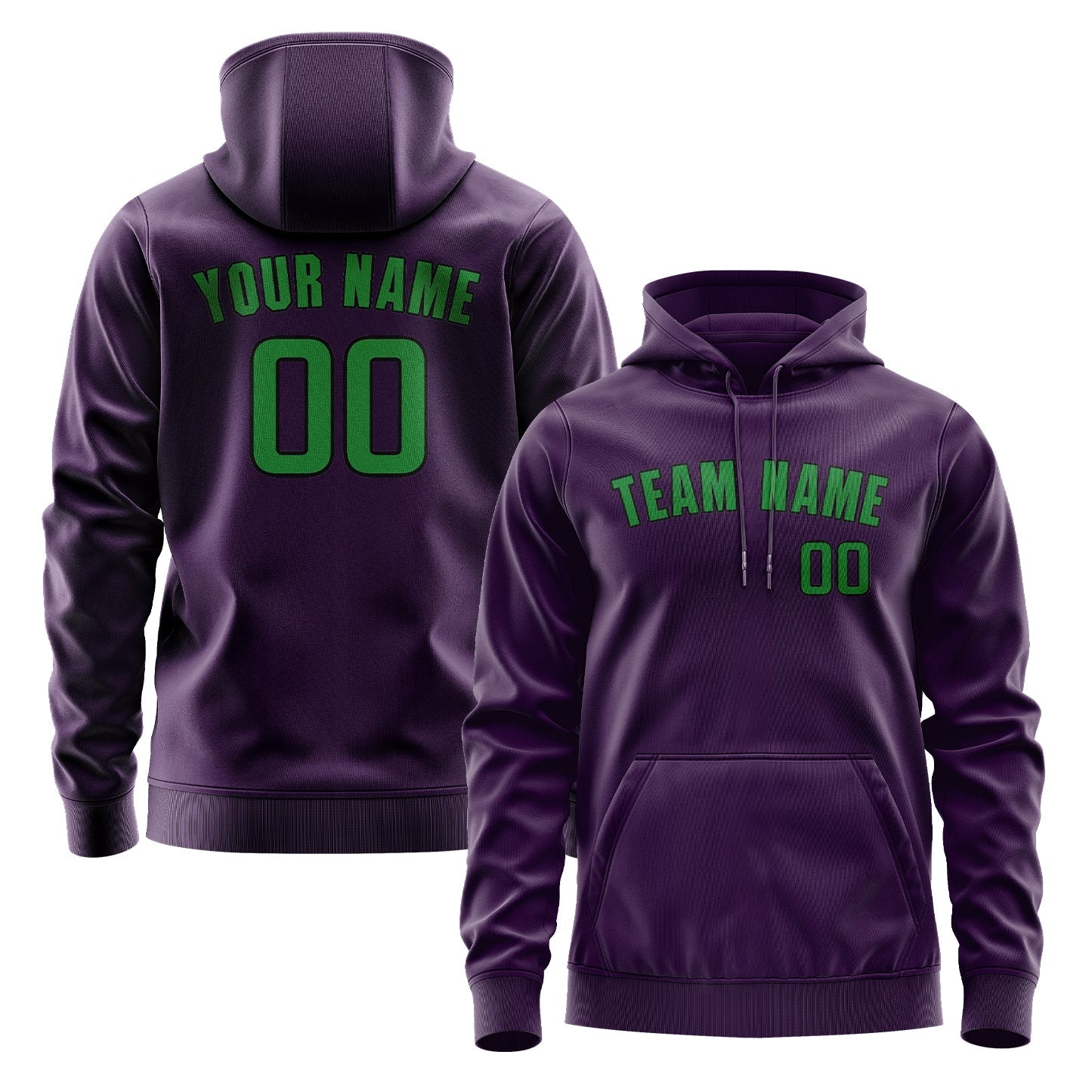 Sweat à capuche personnalisé violet et vert émeraude 