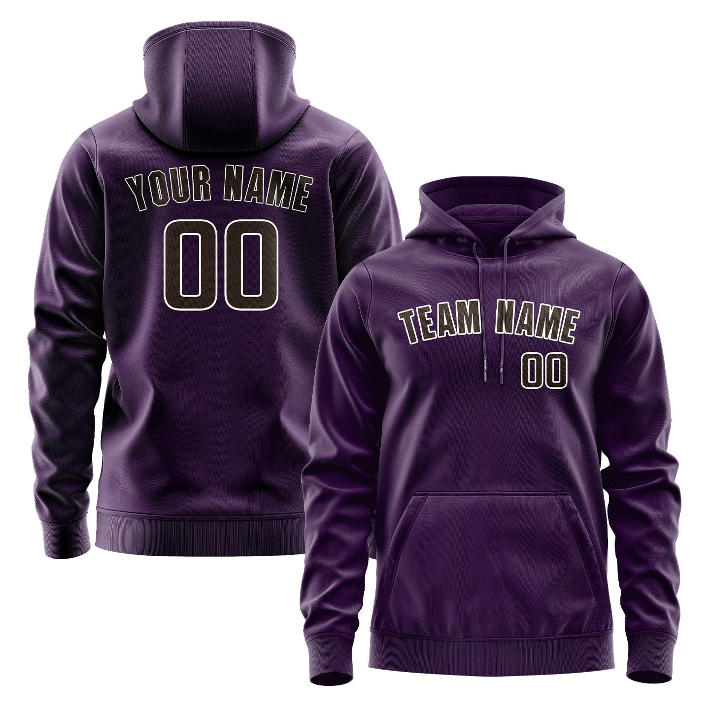 Sweat à capuche personnalisé violet et marron 