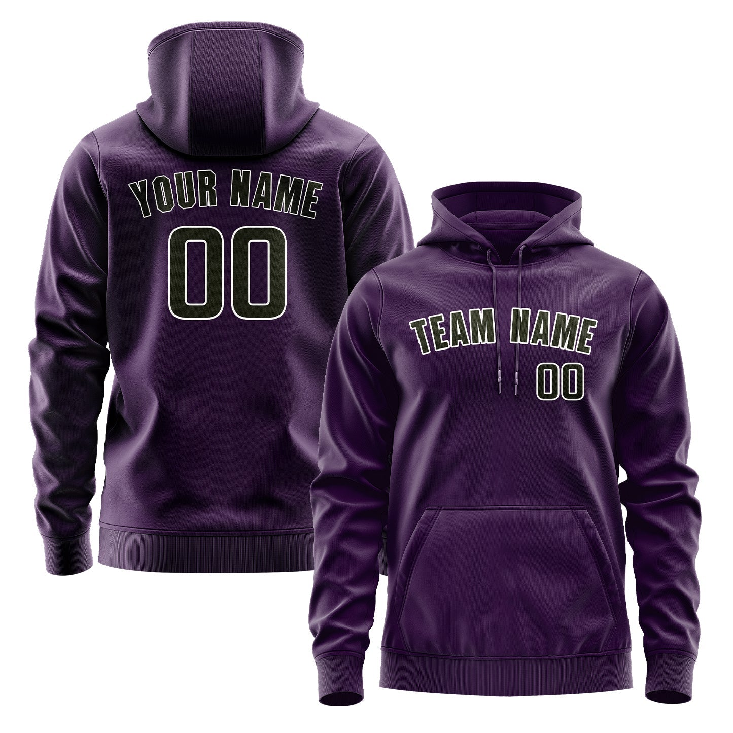 Sweat à capuche violet olive personnalisé 